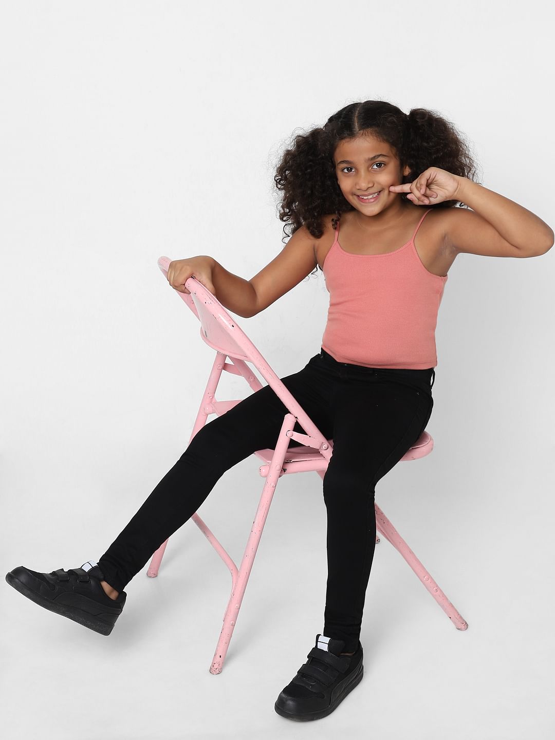 Girls Black Mid Rise Skinny Jeans