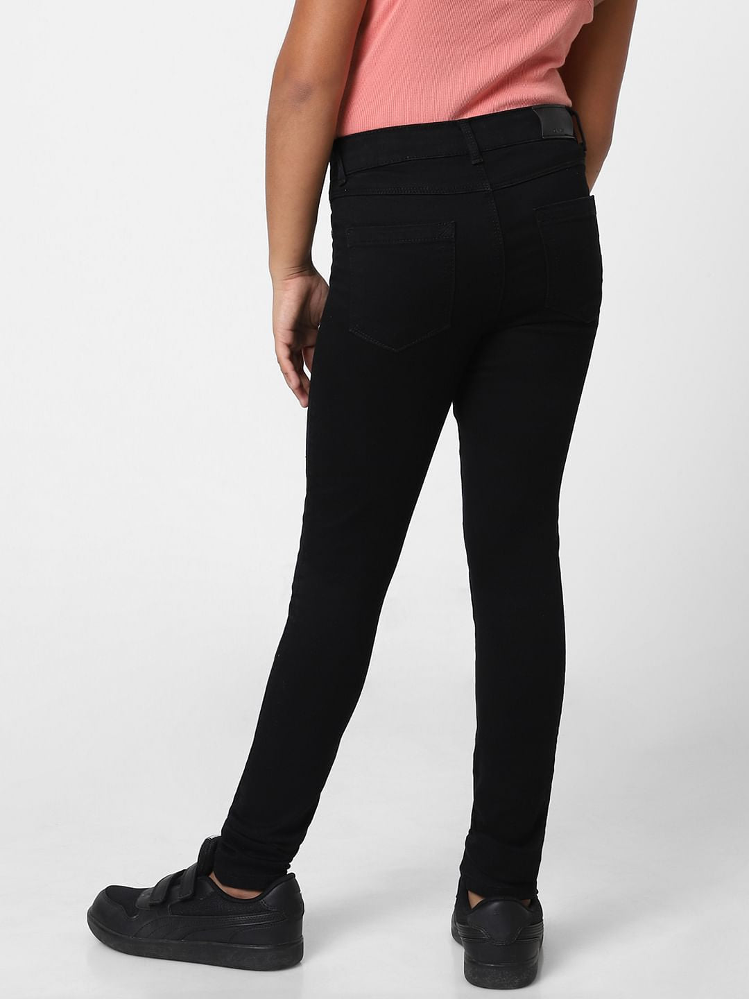 Girls Black Mid Rise Skinny Jeans