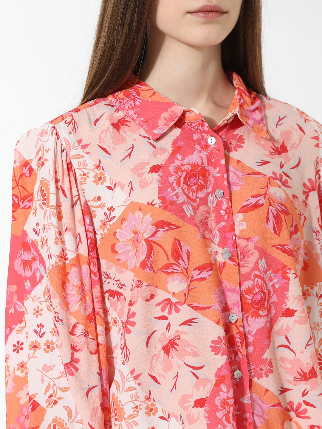Orange Printed Boxy Fit Shirt