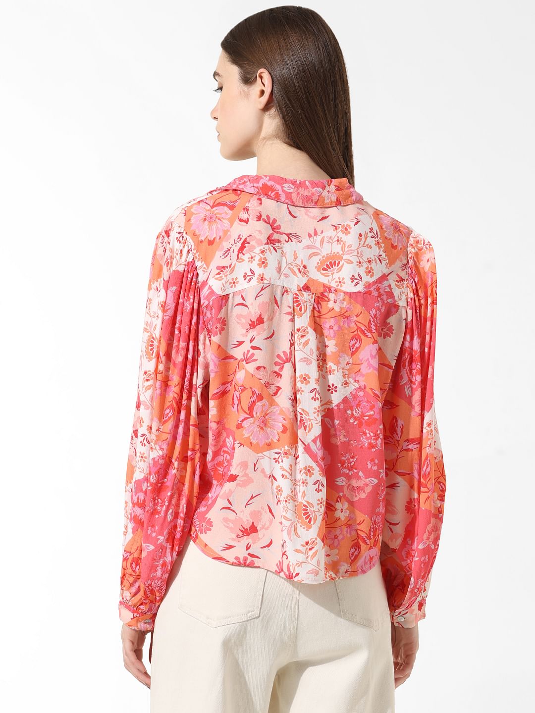 Orange Printed Boxy Fit Shirt