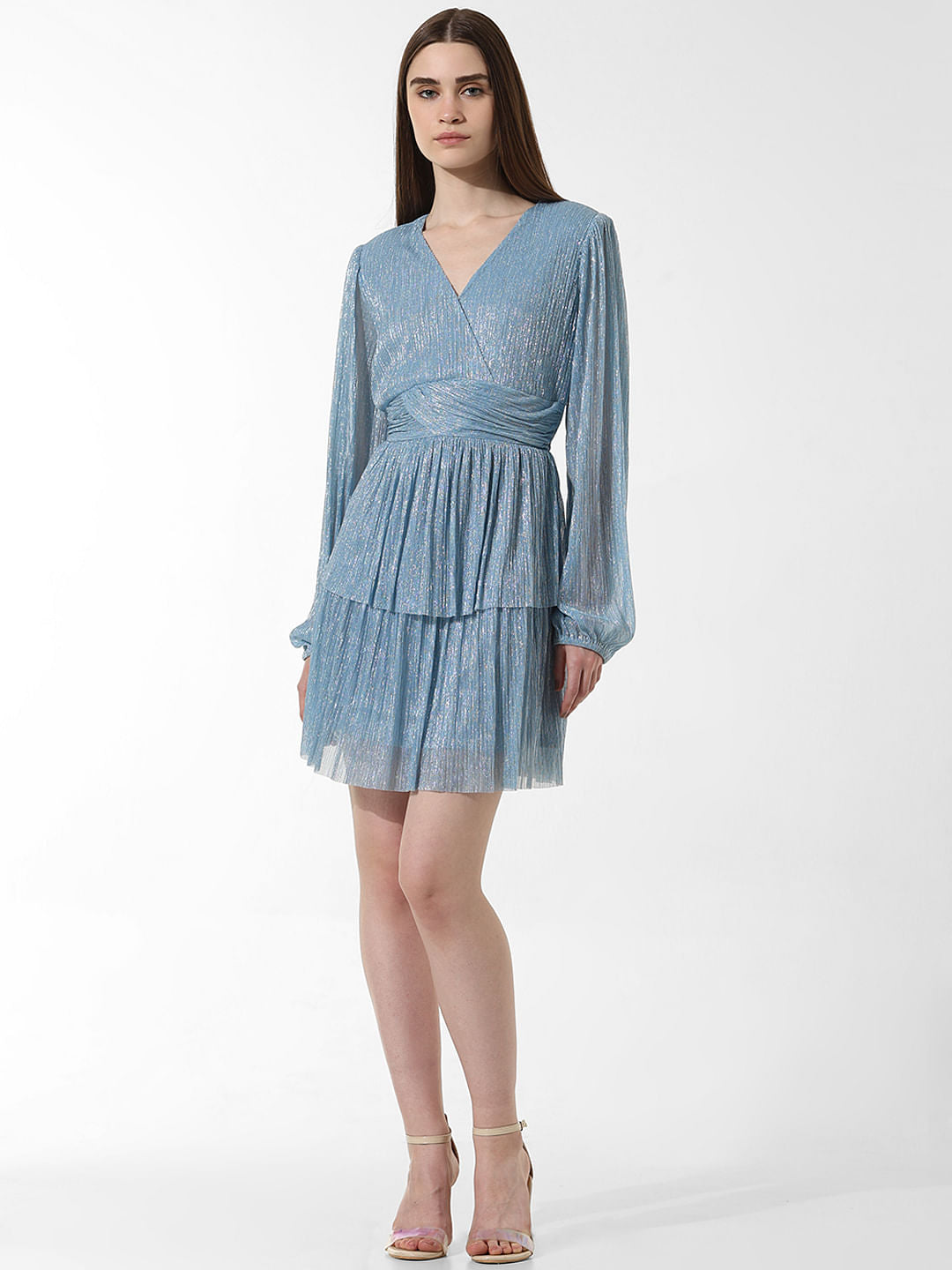 Blue Shimmer Fit & Flare Dress