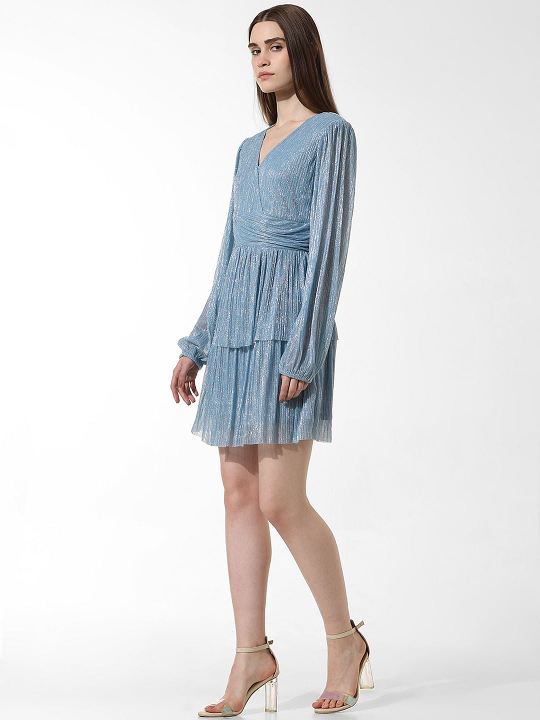 Blue Shimmer Fit & Flare Dress