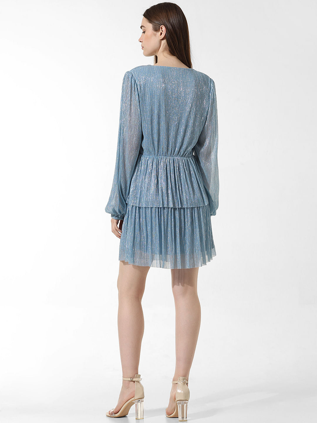 Blue Shimmer Fit & Flare Dress