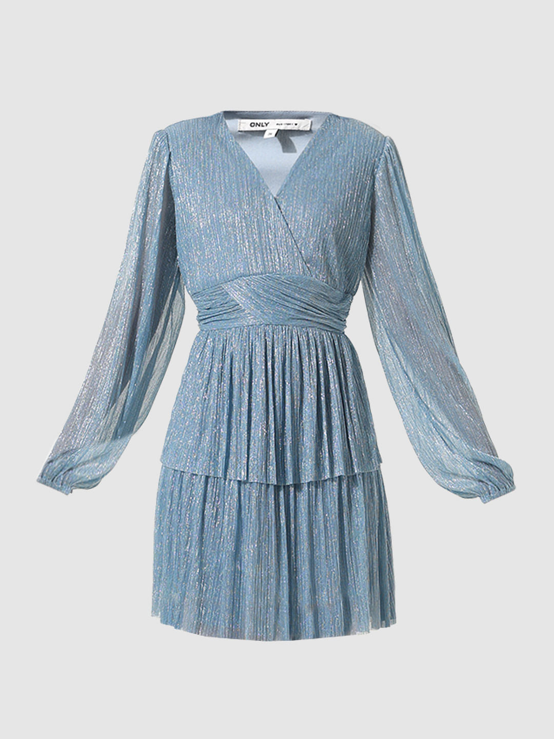 Blue Shimmer Fit & Flare Dress