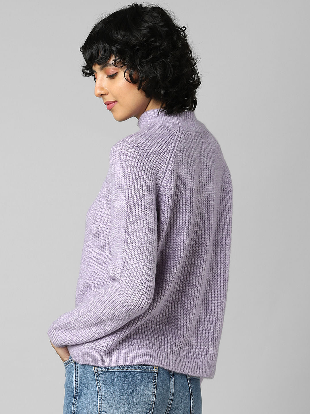 Purple Rib Knit Pullover