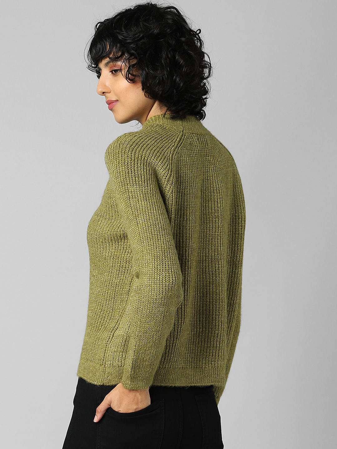 Green Rib Knit Pullover