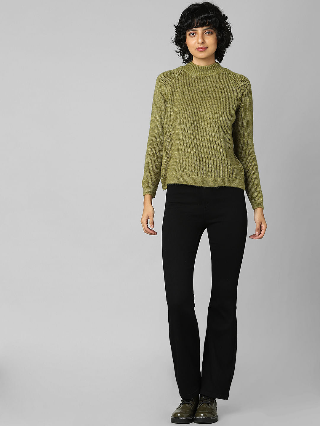 Green Rib Knit Pullover