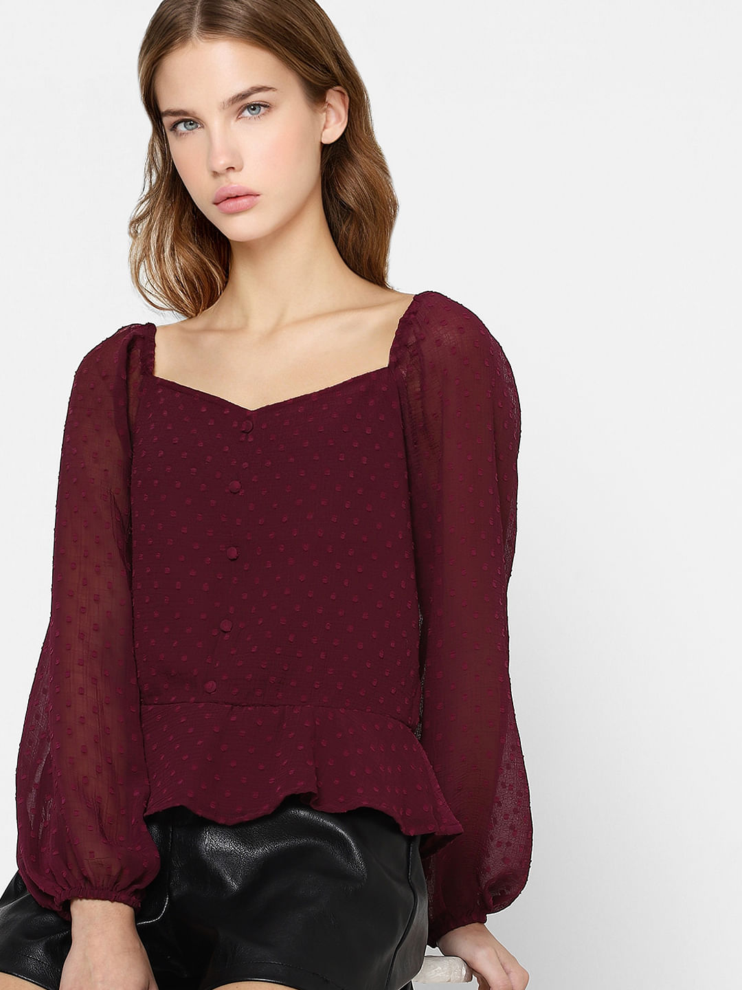 Maroon Dobby Top