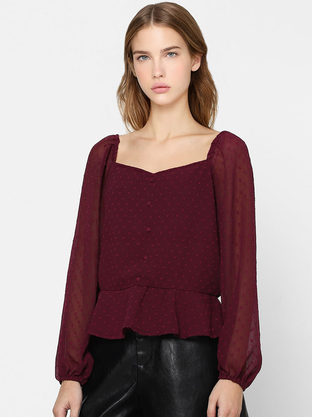 Maroon Dobby Top