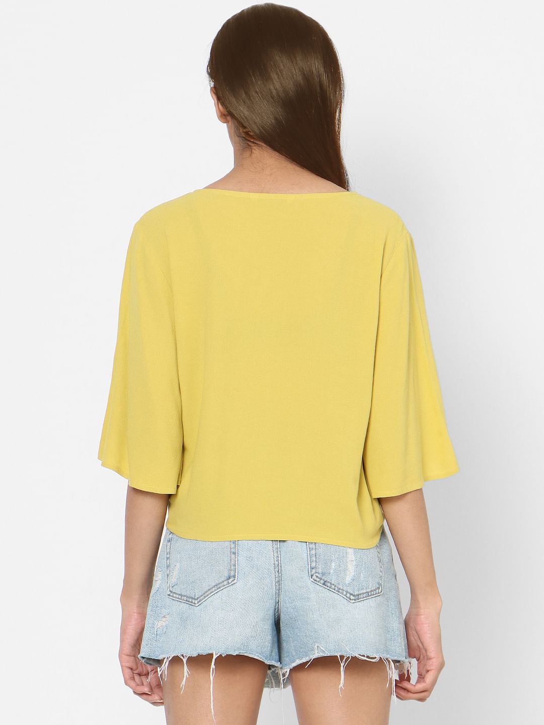 Yellow Front Tie Top
