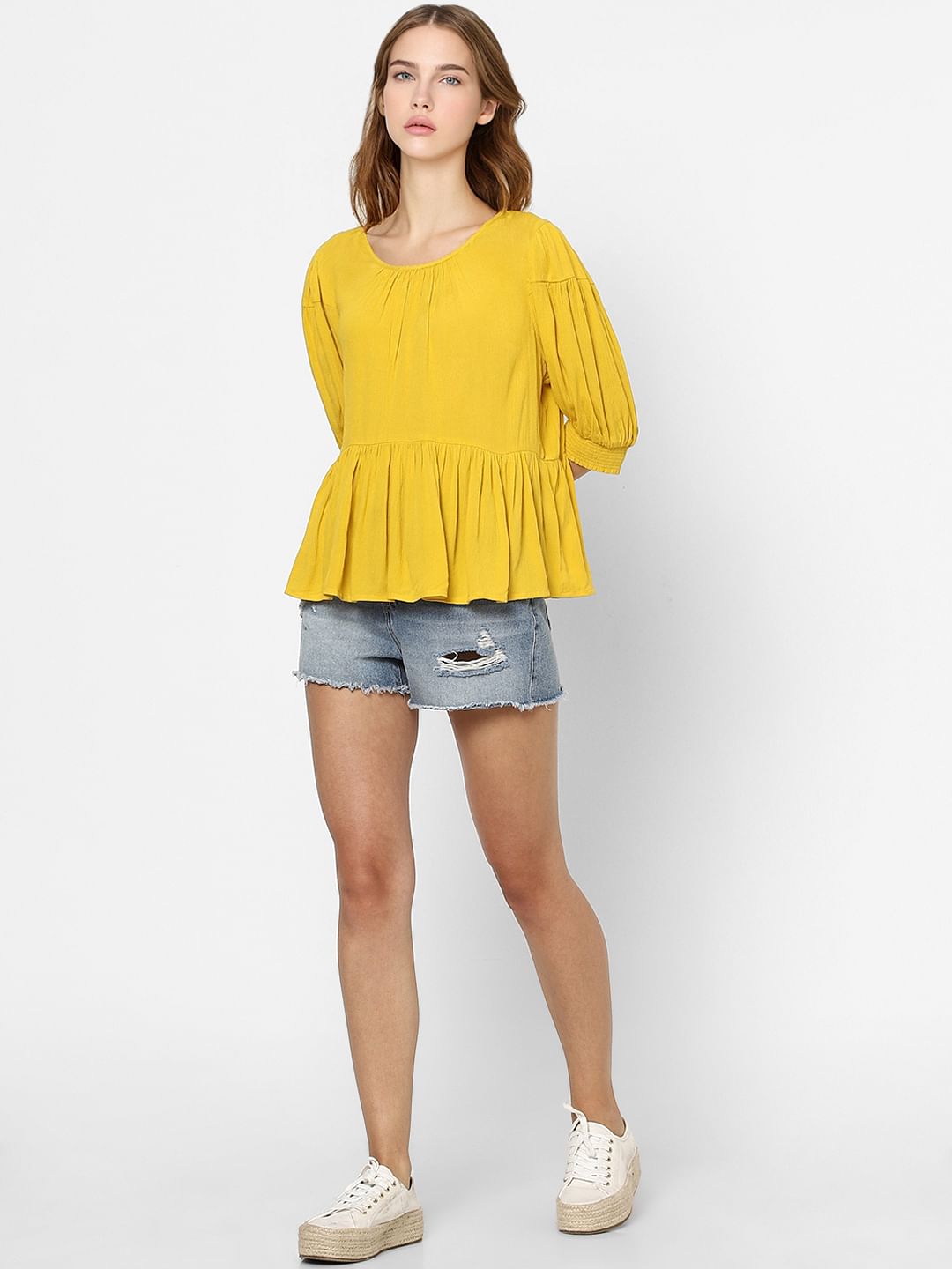 Yellow Peplum Top