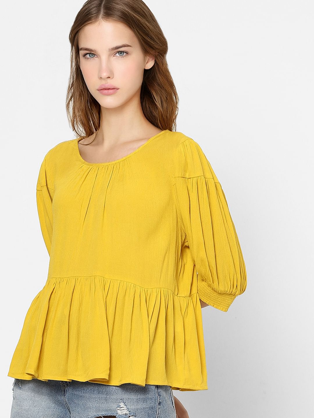 Yellow Peplum Top