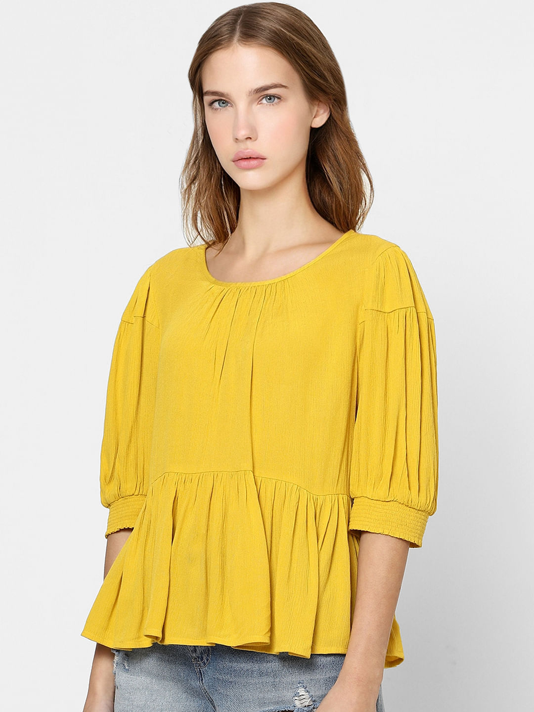 Yellow Peplum Top