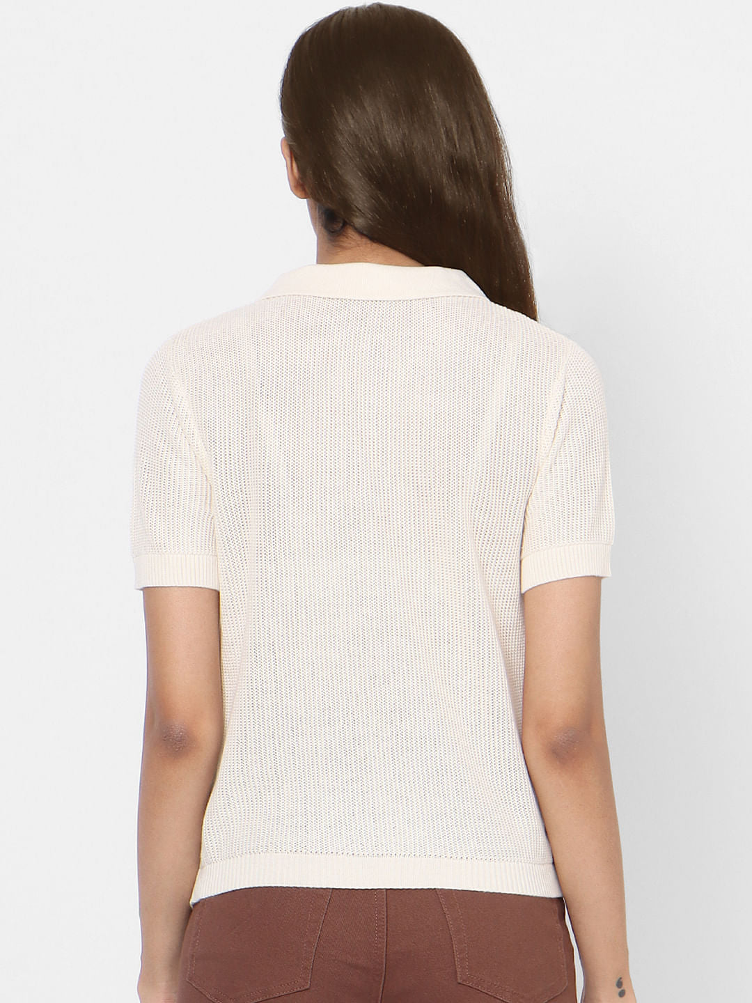 Beige Crochet Knit Top