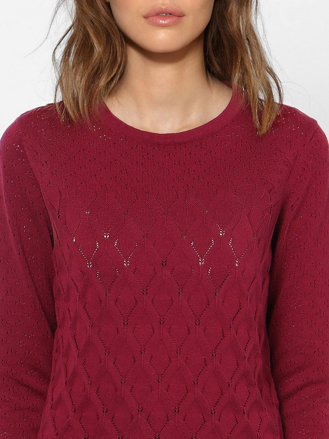 Maroon Cut Work Pullover