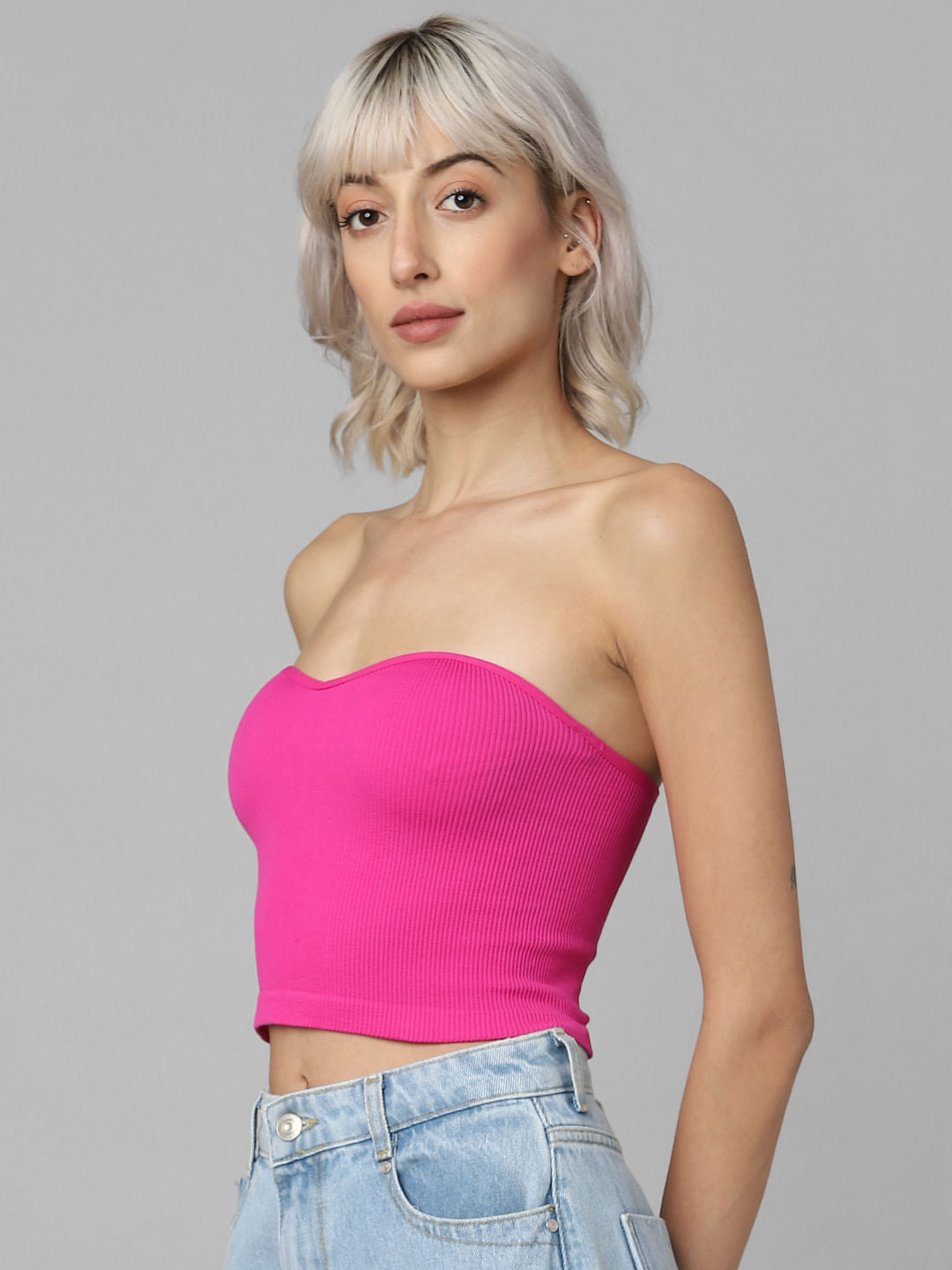 Pink Ribbed Tube Top