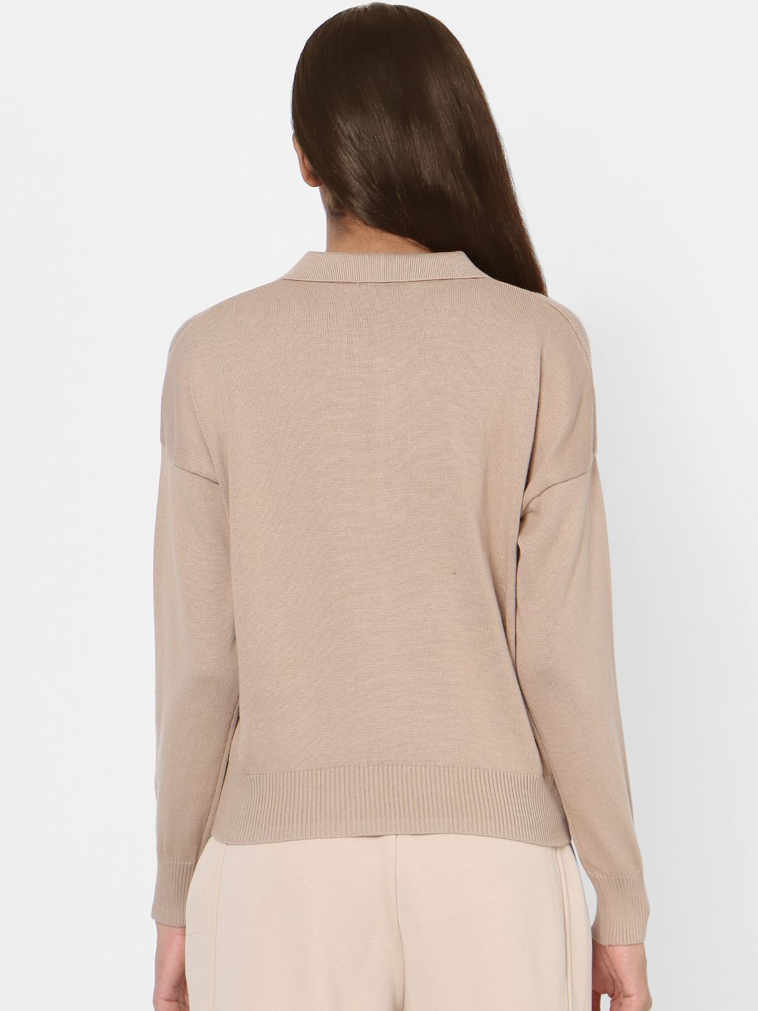 Beige Collared Pullover