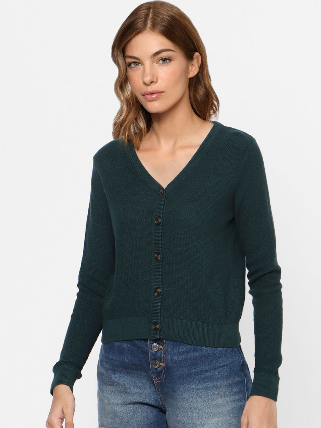 Green V Neck Cardigan