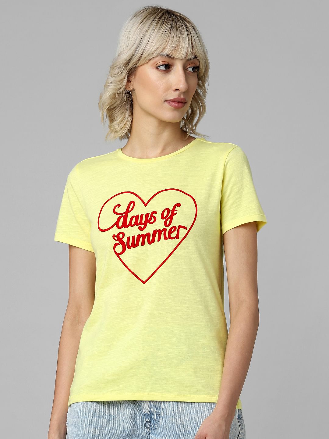 Yellow Typographic Print T-Shirt