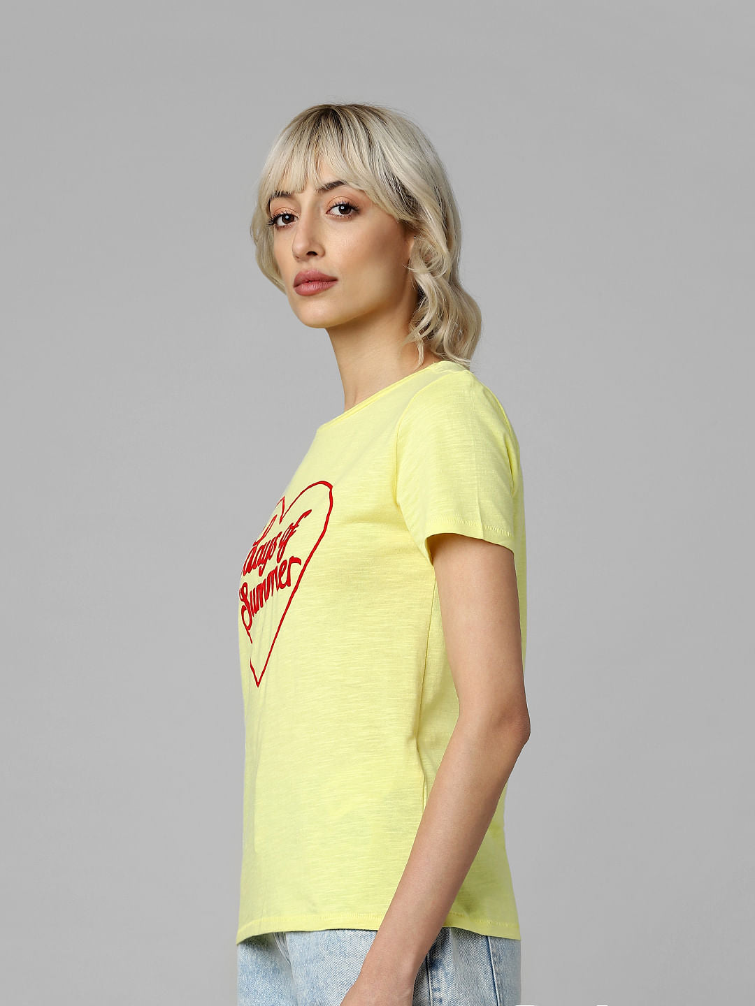 Yellow Typographic Print T-Shirt