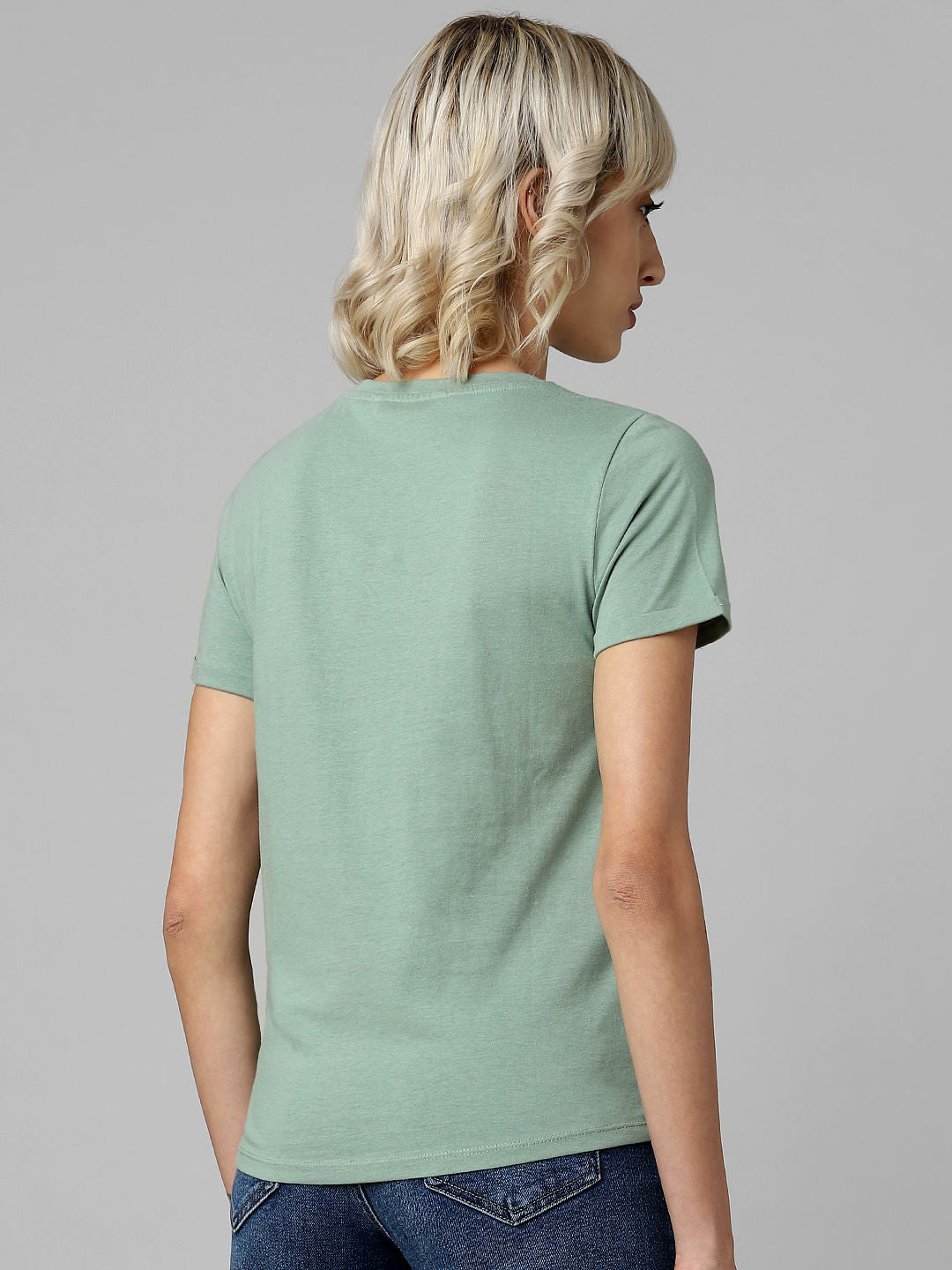 Green Embellished Text Print T-Shirt
