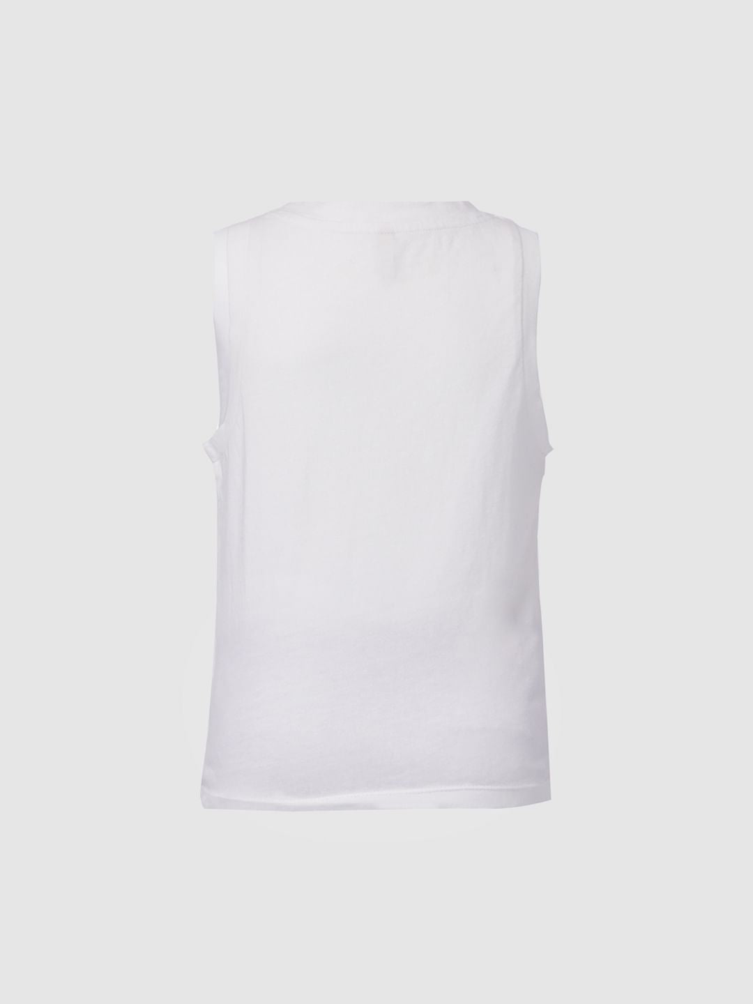 Girls White Text Print Sleeveless T-Shirt