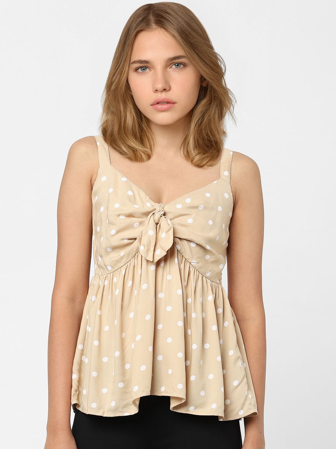 Beige Polka Dot Top