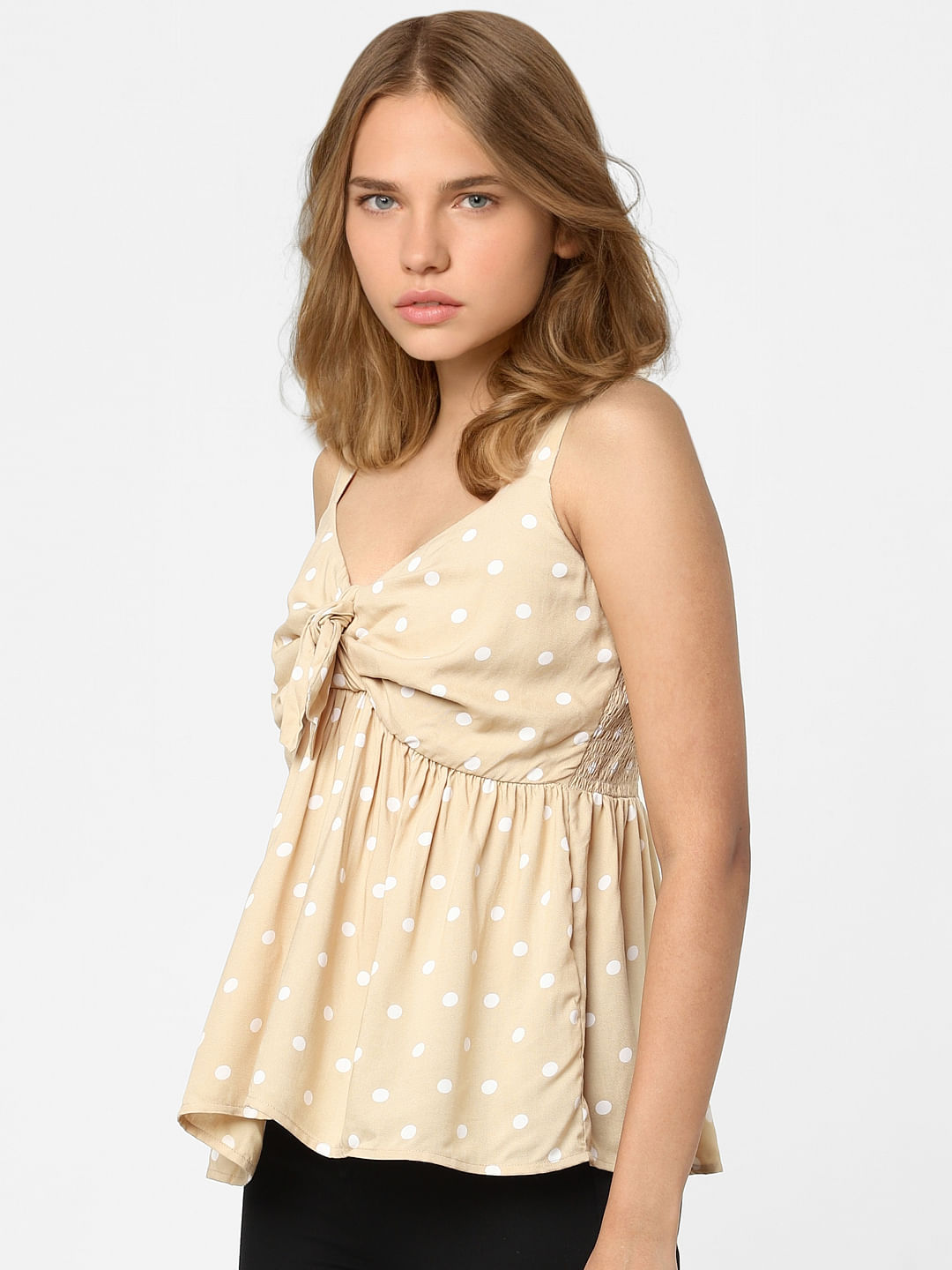 Beige Polka Dot Top
