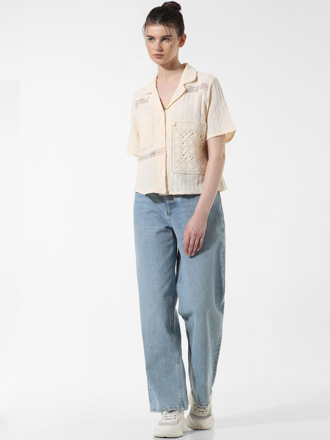 Cream Textured Weave Shirt