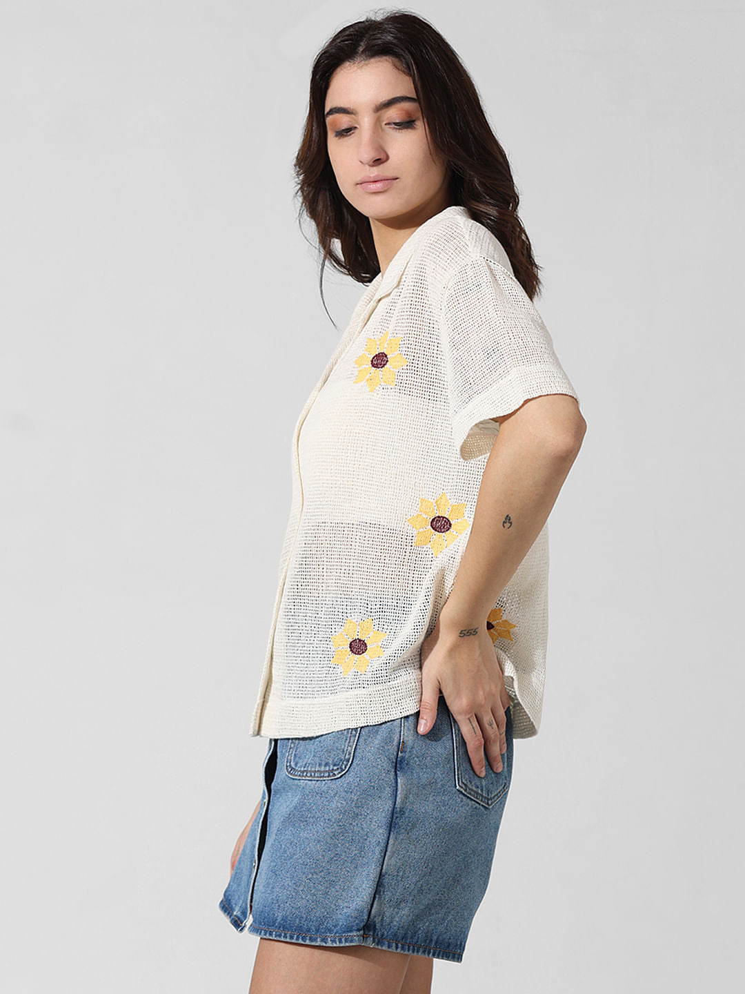 Cream Crochet Shirt