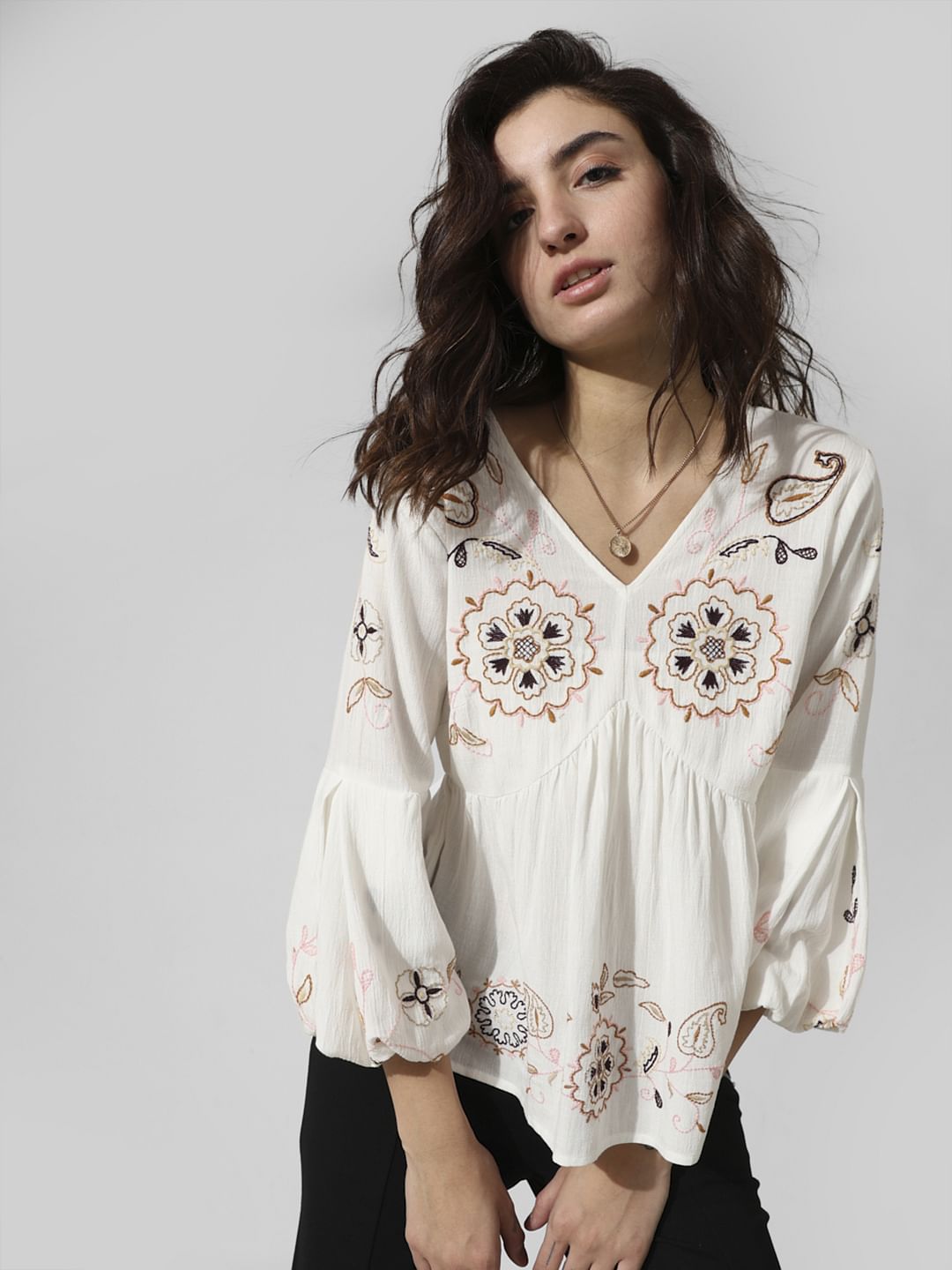 White Embroidered Top