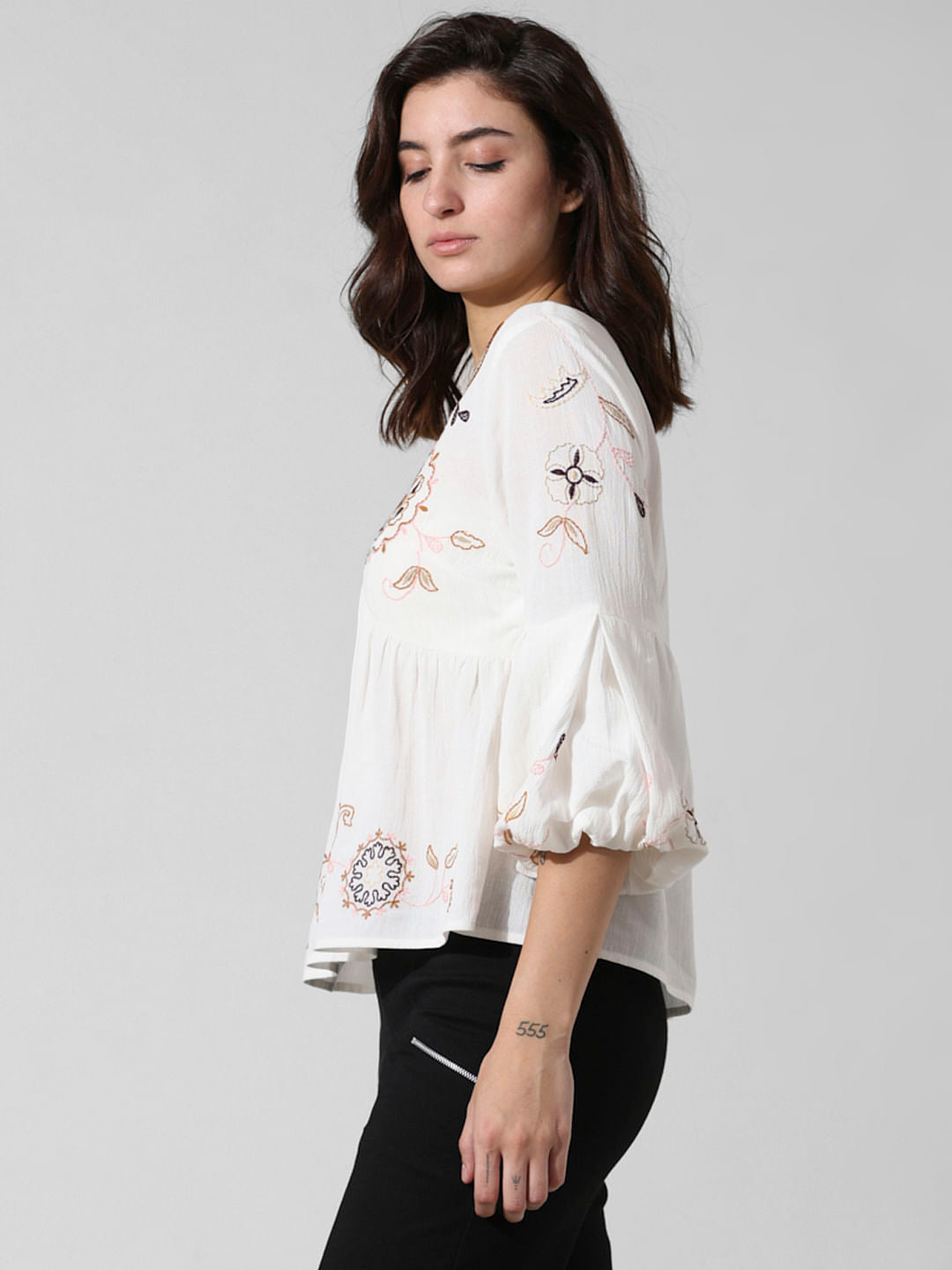 White Embroidered Top