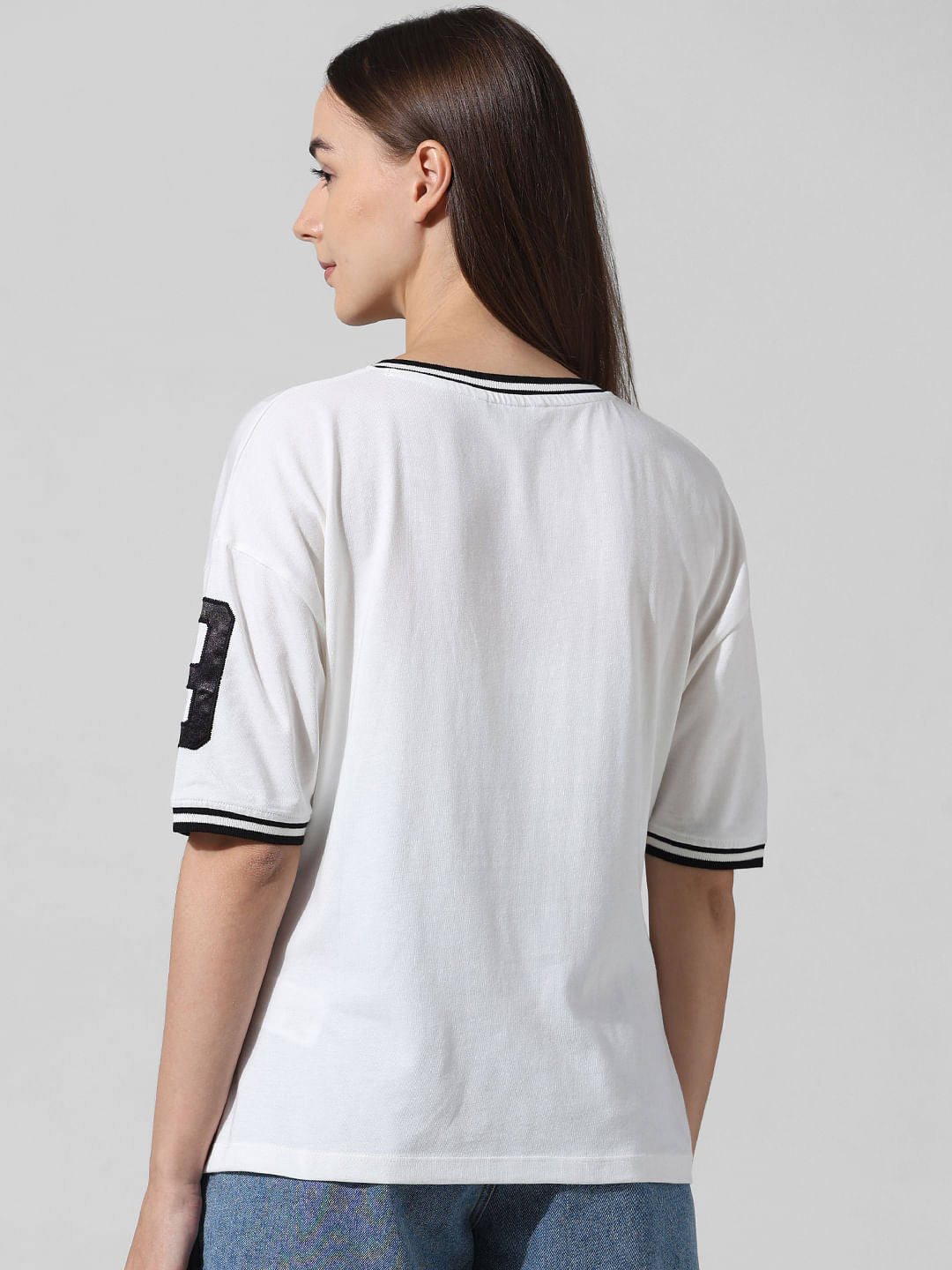 White Printed Varsity T-Shirt