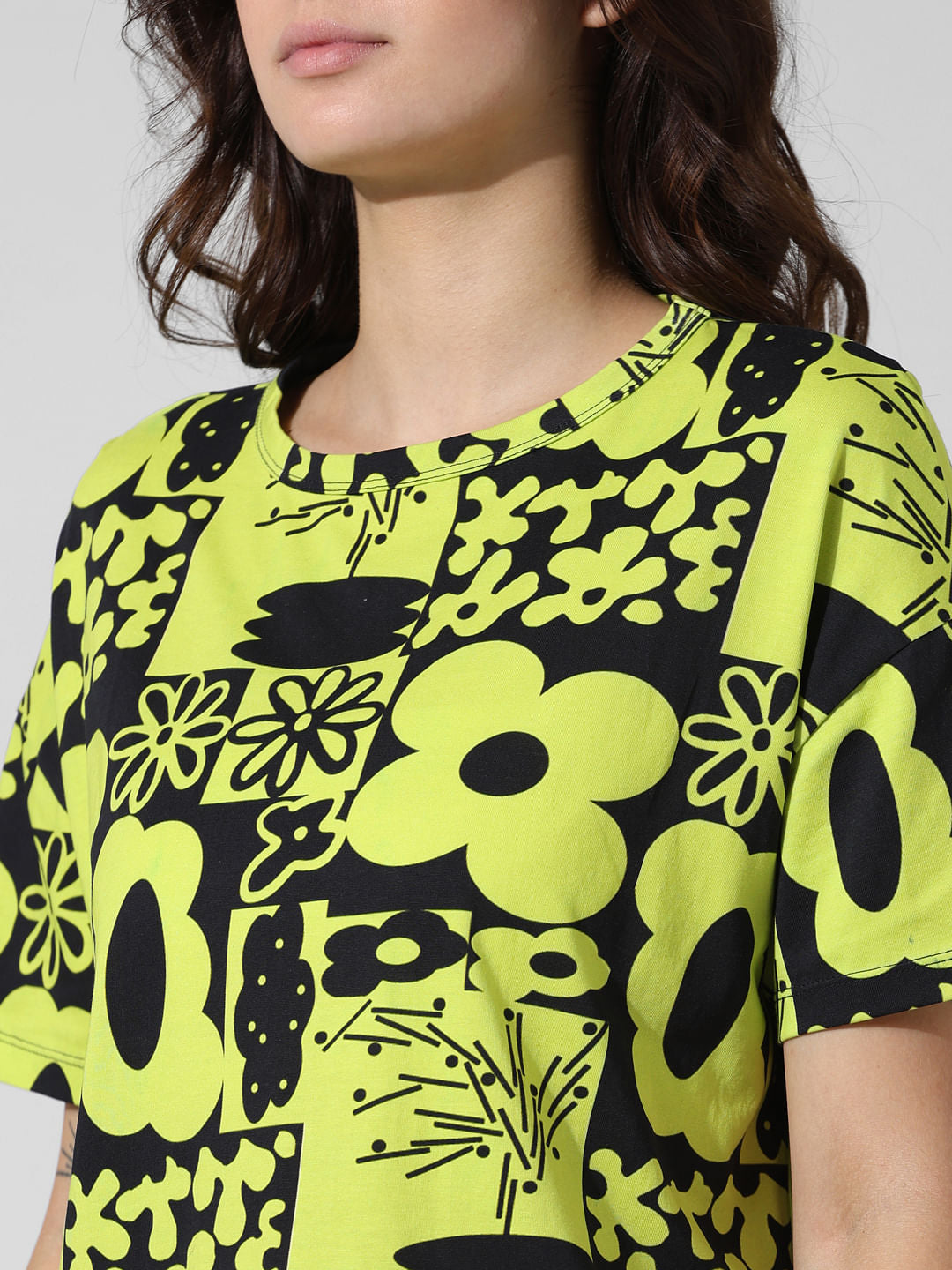 Black & Green Printed Boxy Fit T-Shirt