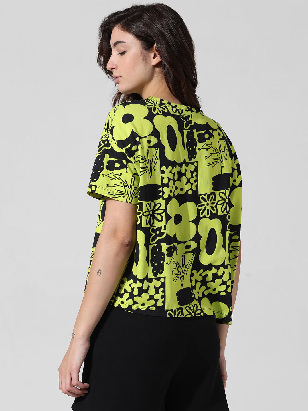Black & Green Printed Boxy Fit T-Shirt