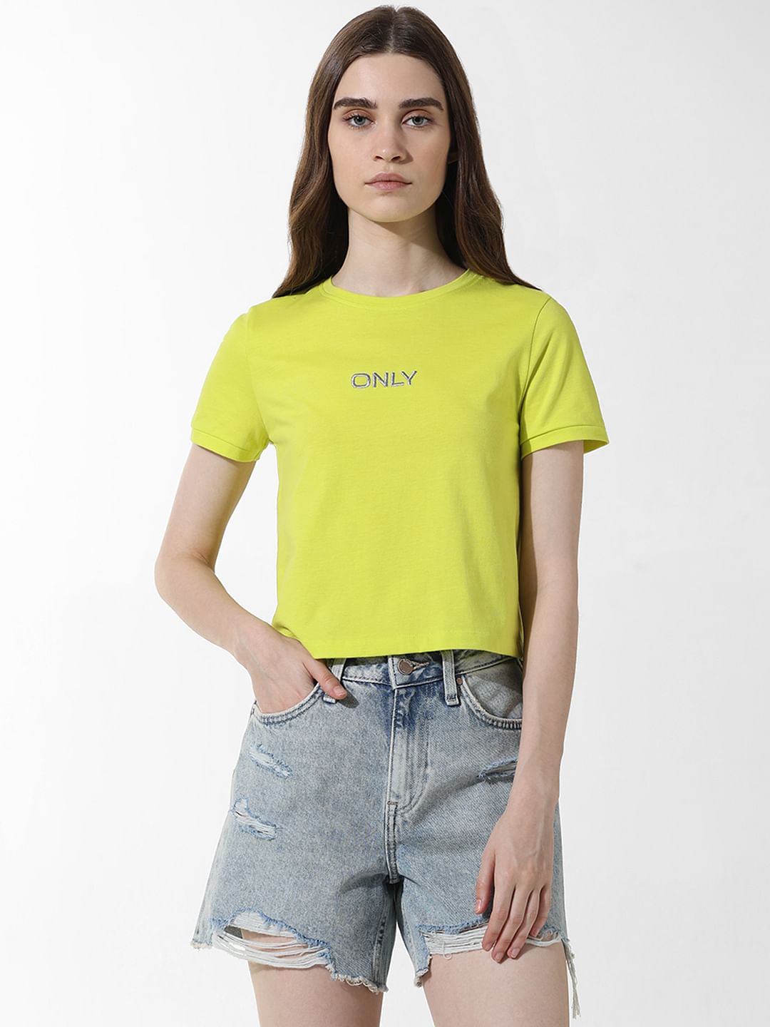 Neon Yellow Cropped T-Shirt