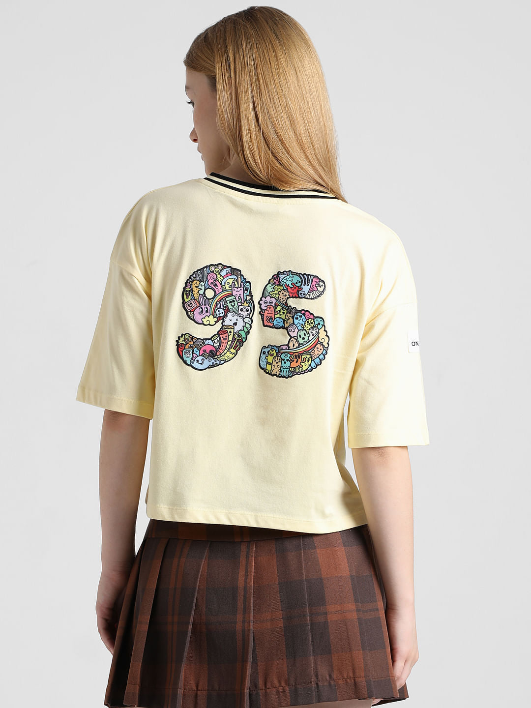 Yellow Printed V-Neck T-Shirt