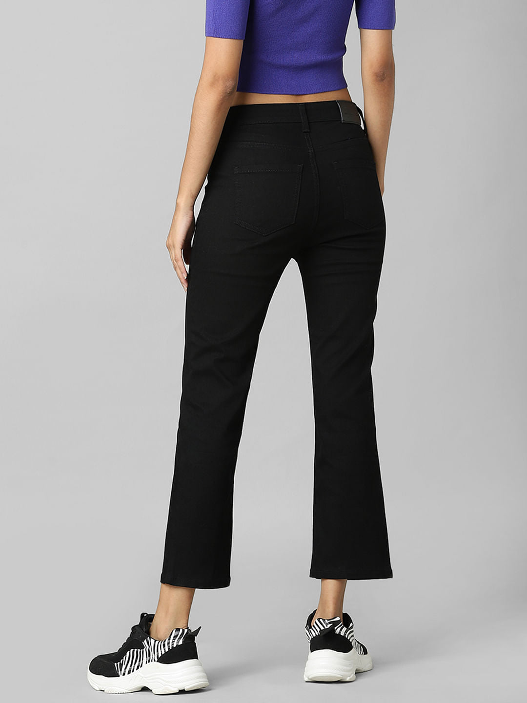 Black Mid Rise Flared Jeans