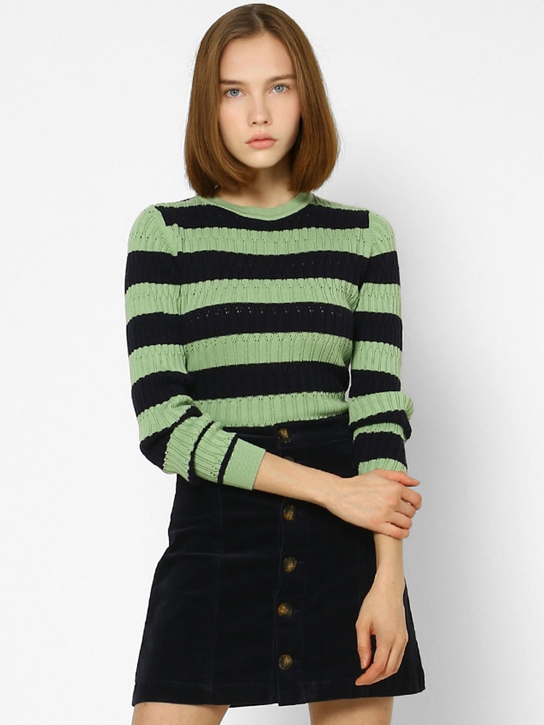 Green Striped Pullover