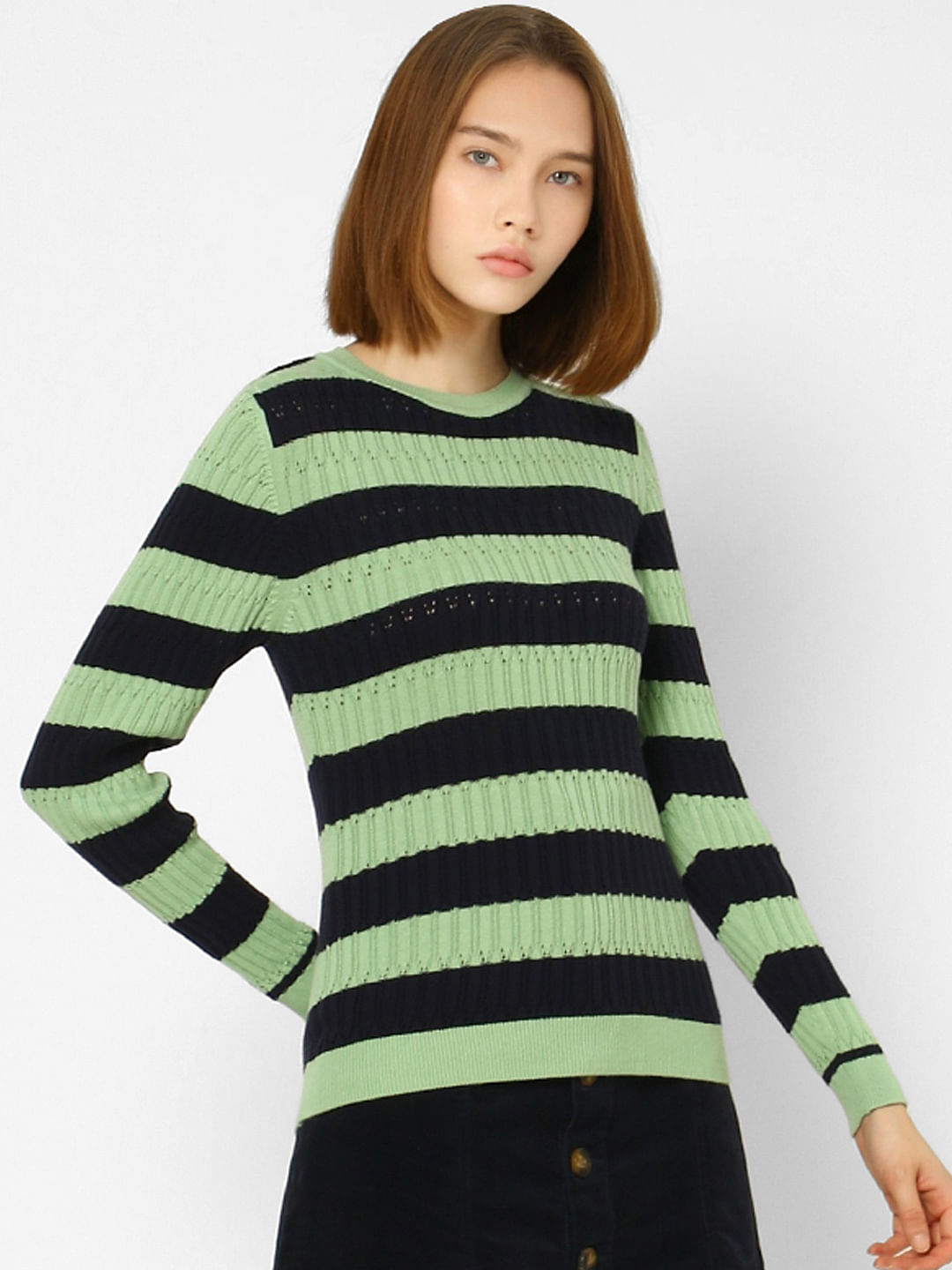Green Striped Pullover