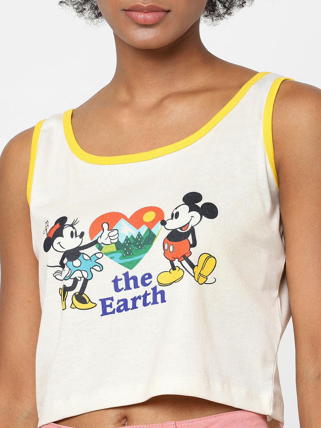 Only X Mickey White Graphic Print Top