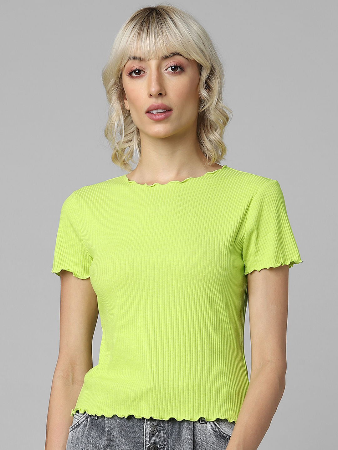 Neon Green Ribbed T-Shirt