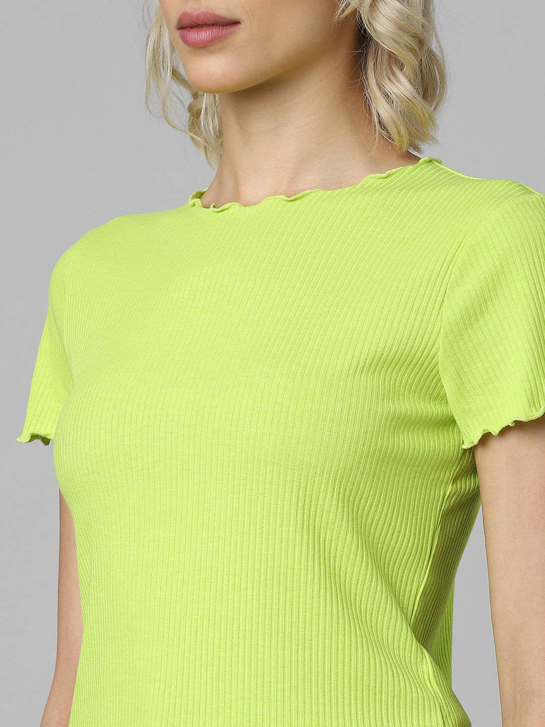 Neon Green Ribbed T-Shirt
