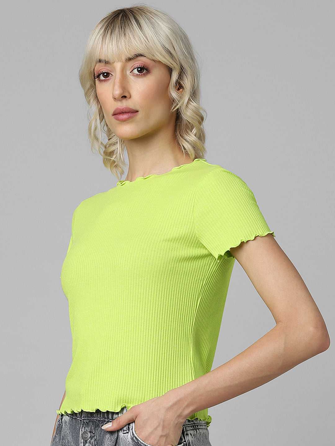 Neon Green Ribbed T-Shirt