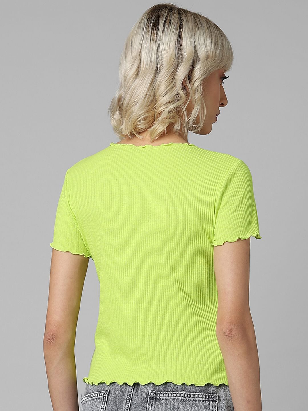 Neon Green Ribbed T-Shirt