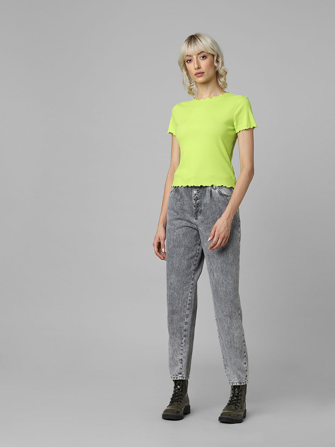 Neon Green Ribbed T-Shirt