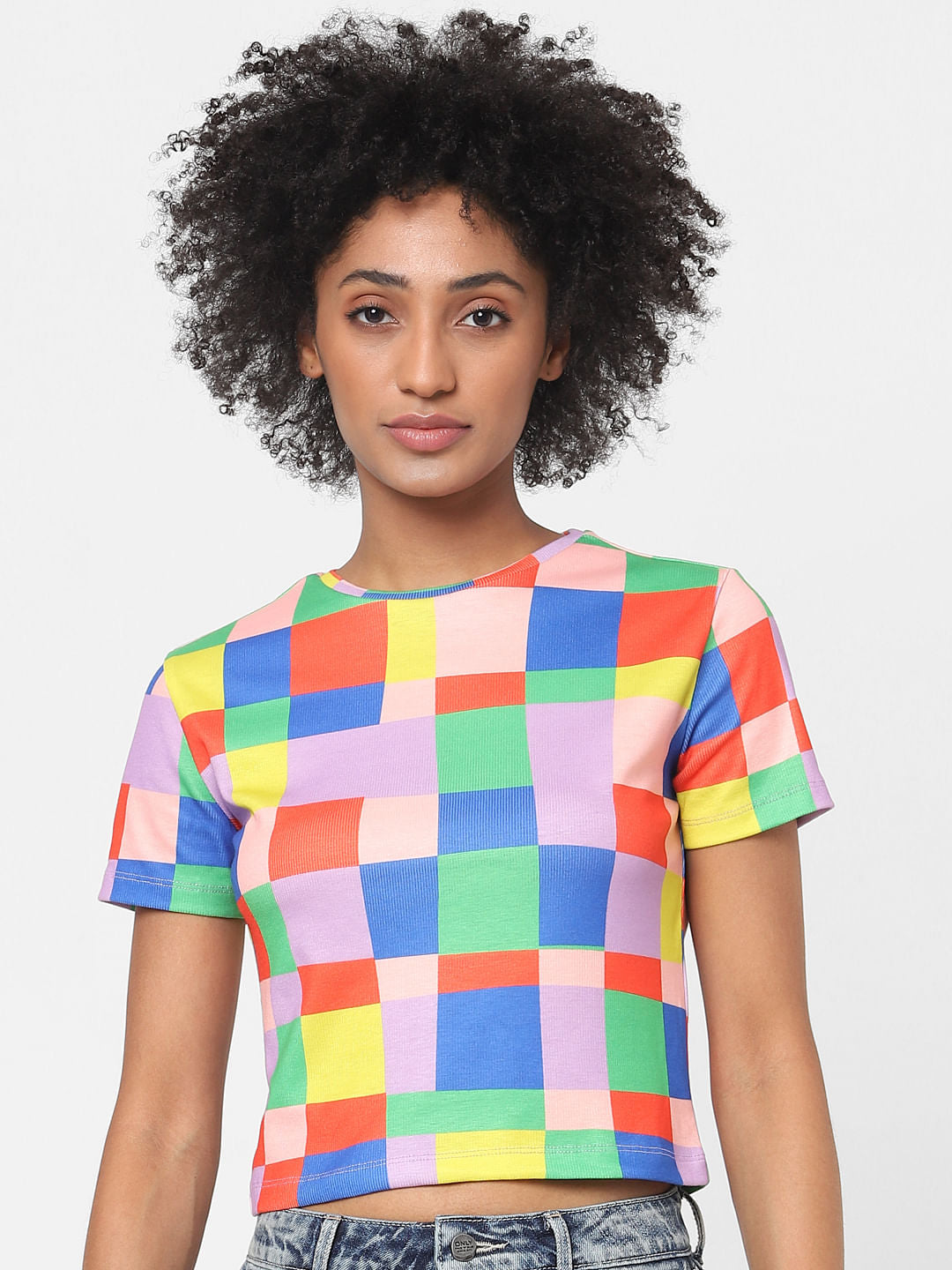 Pink Multi-Coloured Colourblocked Top