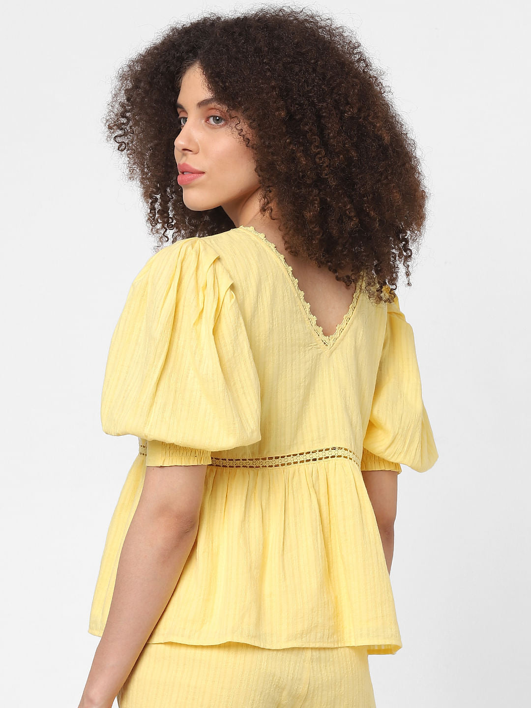 Yellow Lace Embroidered Top