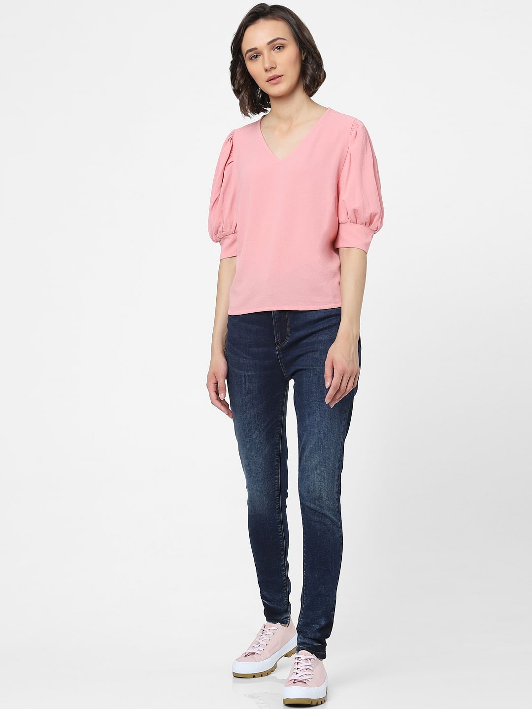 Pink Puff Sleeves Top