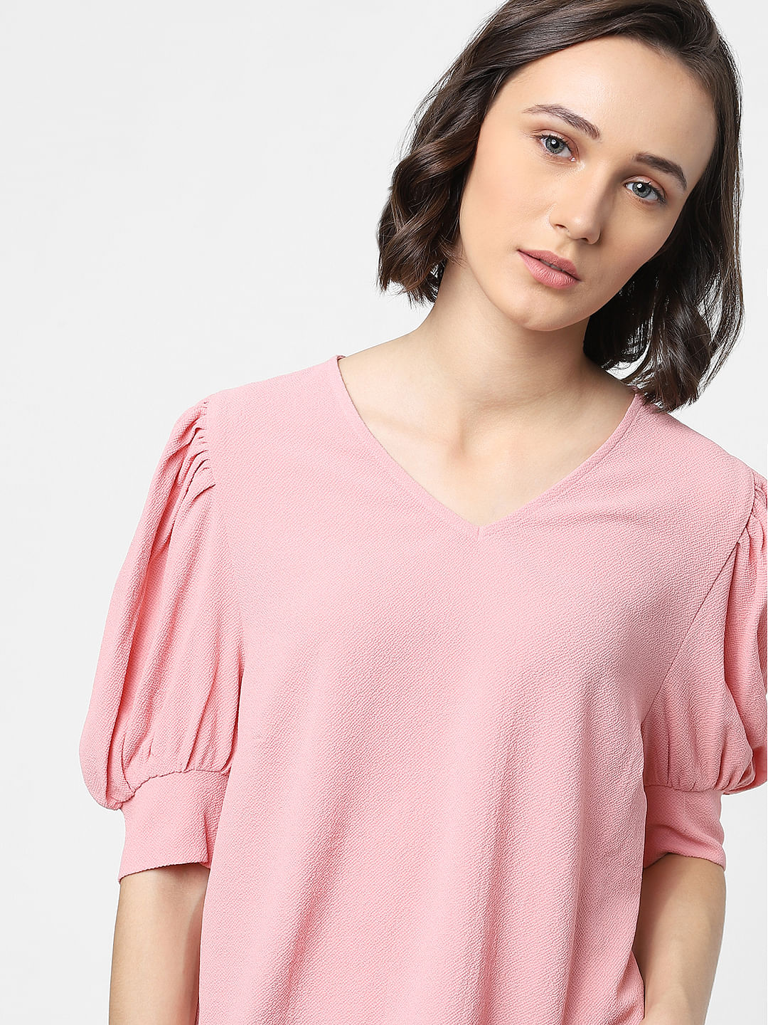 Pink Puff Sleeves Top